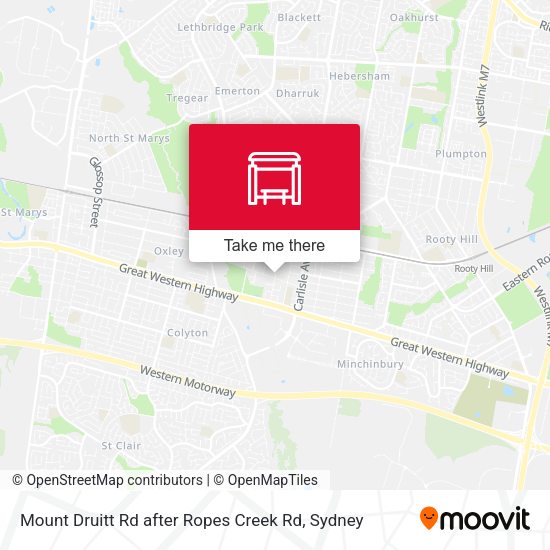 Mount Druitt Rd after Ropes Creek Rd map