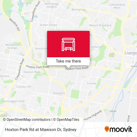 Hoxton Park Rd at Mawson Dr map