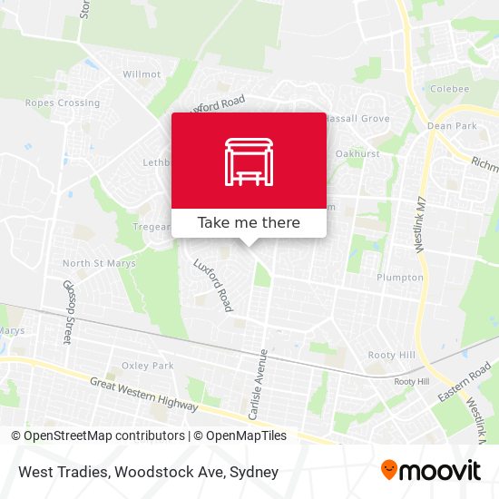West Tradies, Woodstock Ave map