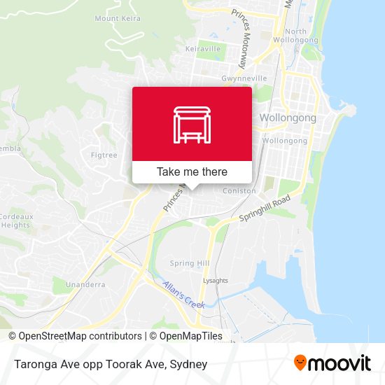 Taronga Ave opp Toorak Ave map