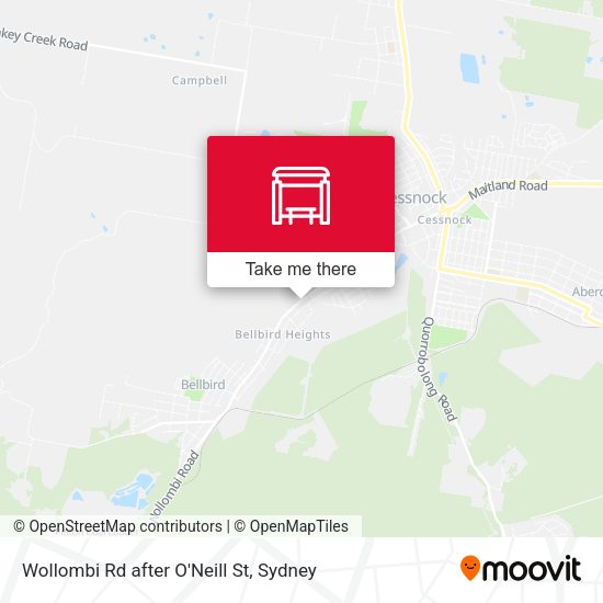 Wollombi Rd after O'Neill St map