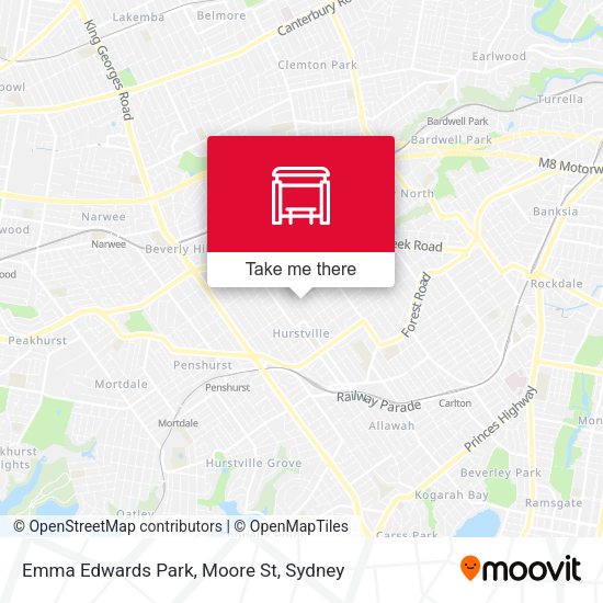 Emma Edwards Park, Moore St map