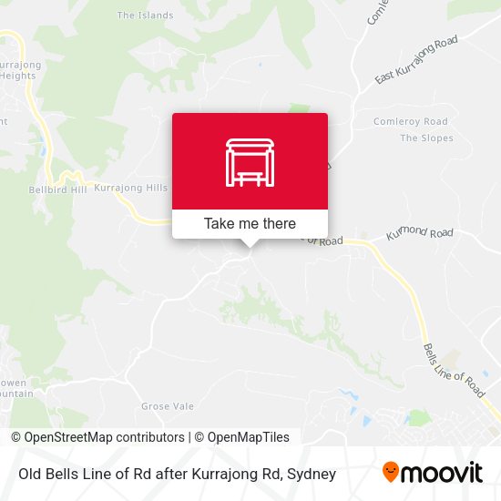 Old Bells Line of Rd after Kurrajong Rd map