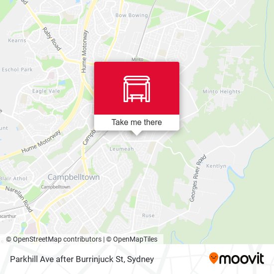 Parkhill Ave after Burrinjuck St map