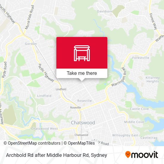 Archbold Rd after Middle Harbour Rd map