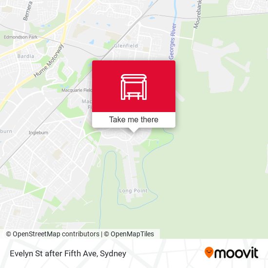 Evelyn St after Fifth Ave map