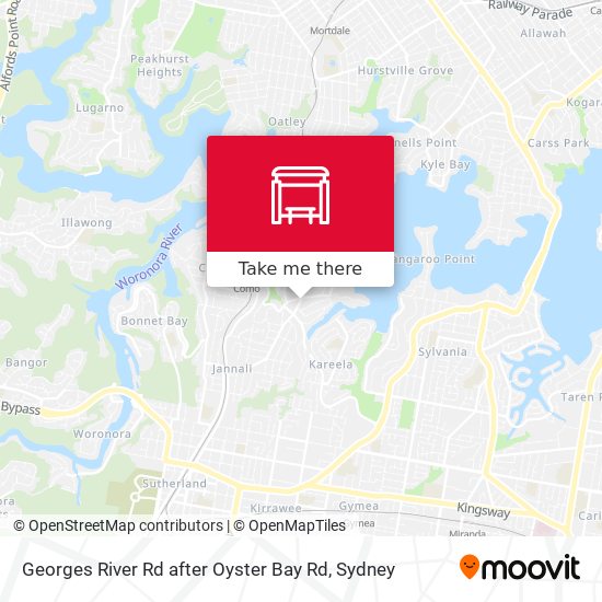 Georges River Rd after Oyster Bay Rd map