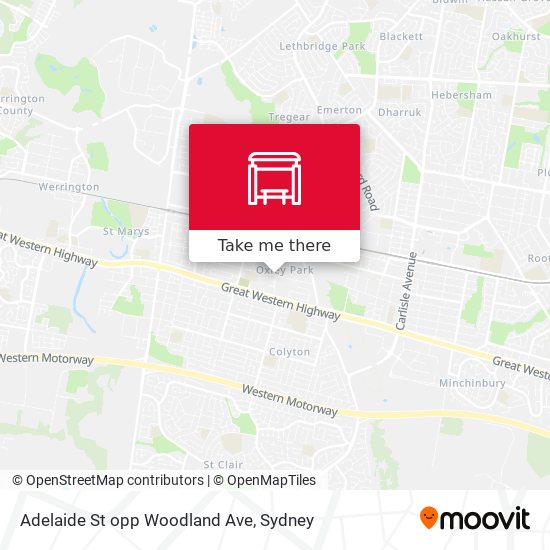 Mapa Adelaide St opp Woodland Ave