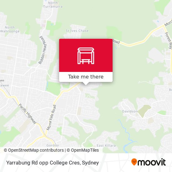 Yarrabung Rd opp College Cres map