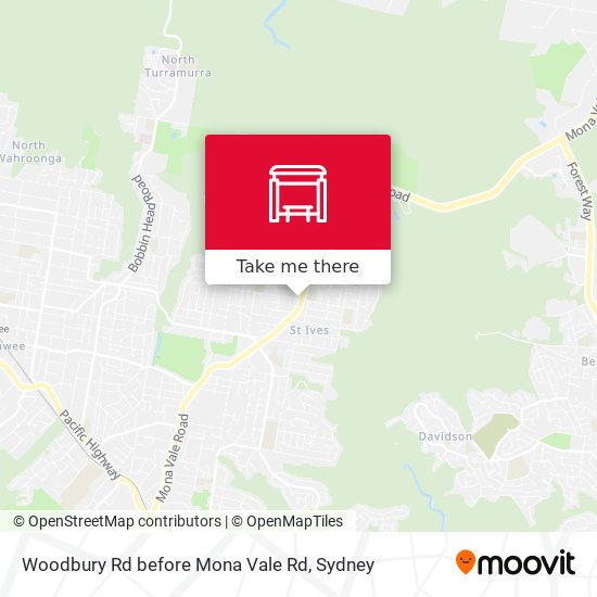 Woodbury Rd before Mona Vale Rd map
