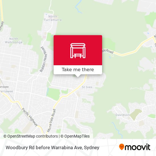 Woodbury Rd before Warrabina Ave map