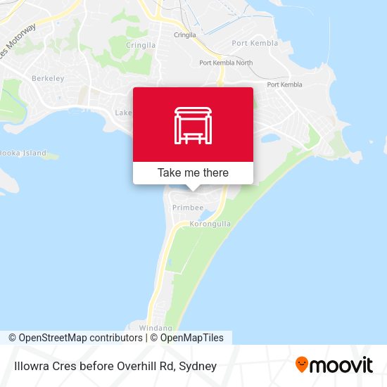 Illowra Cres before Overhill Rd map