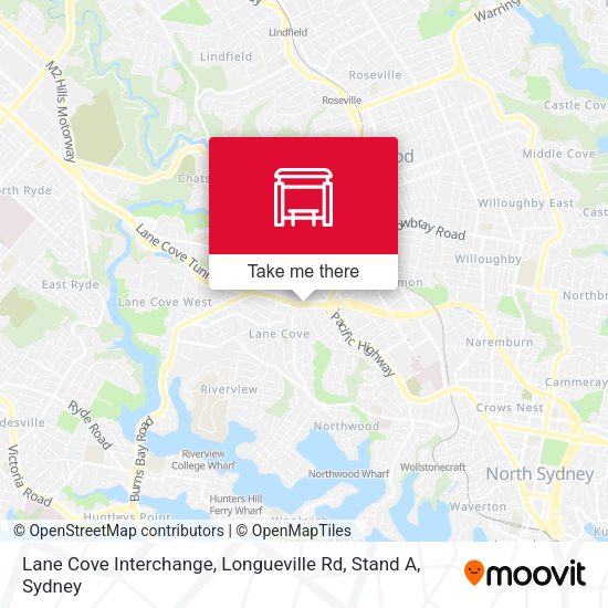 Lane Cove Interchange, Longueville Rd, Stand A map