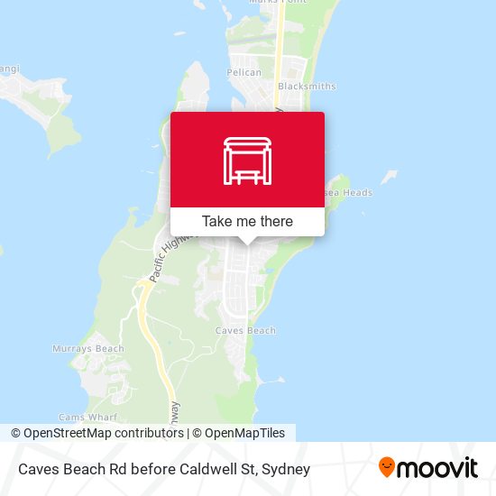 Caves Beach Rd before Caldwell St map