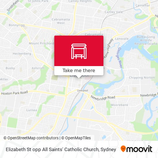Mapa Elizabeth St opp All Saints' Catholic Church