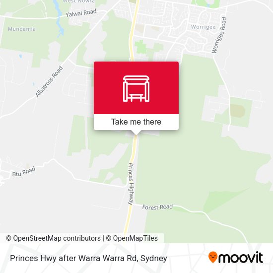 Princes Hwy after Warra Warra Rd map