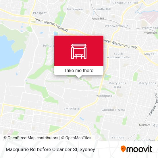 Macquarie Rd before Oleander St map
