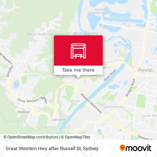 Great Western Hwy after Russell St map