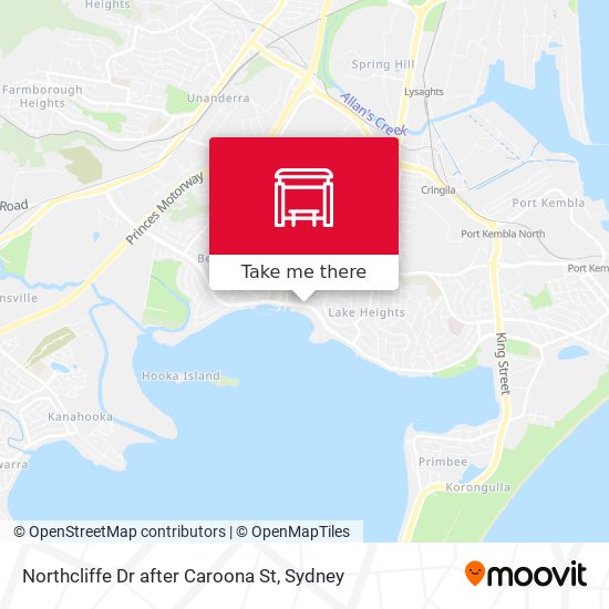 Northcliffe Dr after Caroona St map