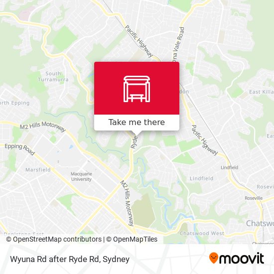 Wyuna Rd after Ryde Rd map