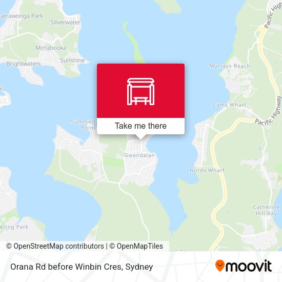 Orana Rd before Winbin Cres map