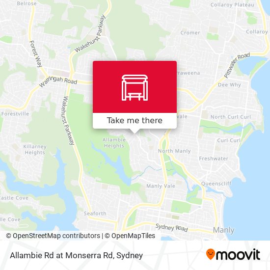 Allambie Rd at Monserra Rd map
