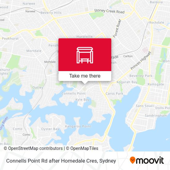 Connells Point Rd after Homedale Cres map