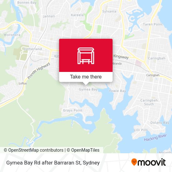 Gymea Bay Rd after Barraran St map