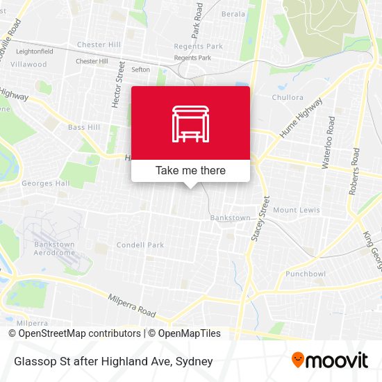 Glassop St after Highland Ave map