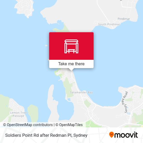 Soldiers Point Rd after Redman Pl map