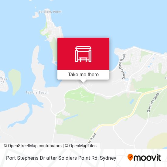 Port Stephens Dr after Soldiers Point Rd map