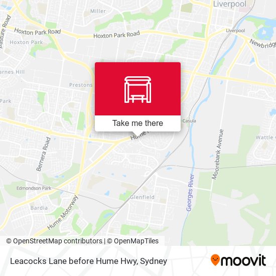 Leacocks Lane before Hume Hwy map