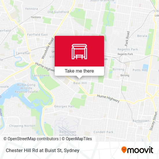 Chester Hill Rd at Buist St map