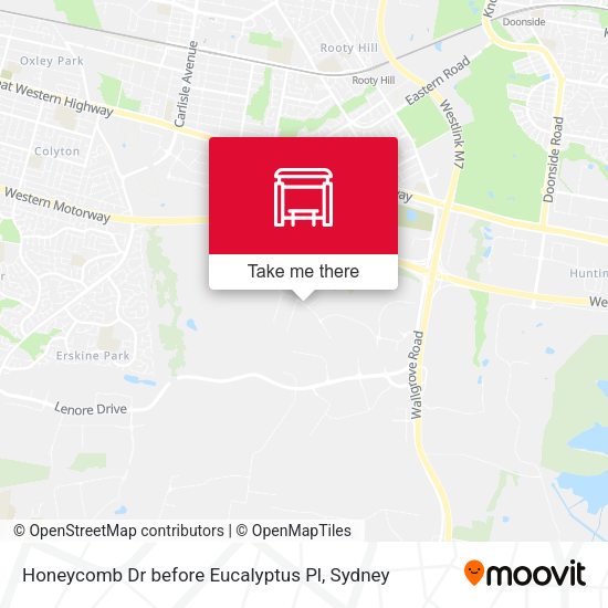 Honeycomb Dr before Eucalyptus Pl map