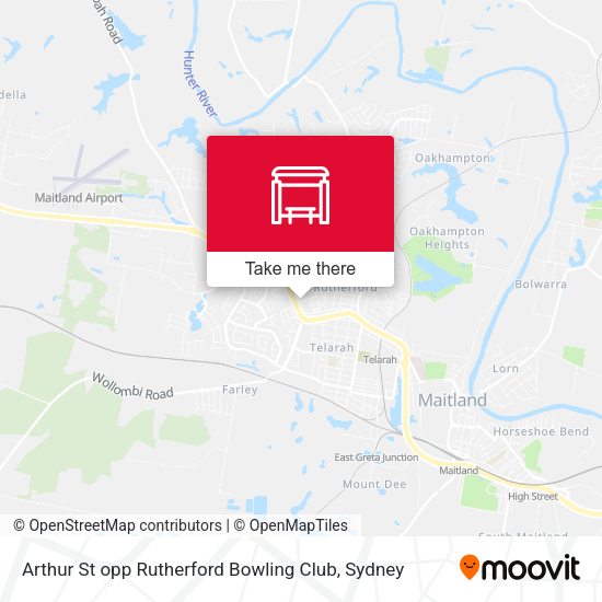 Arthur St opp Rutherford Bowling Club map