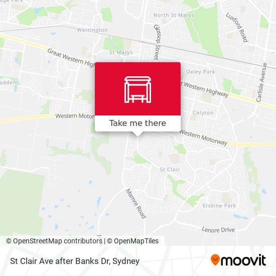 St Clair Ave after Banks Dr map