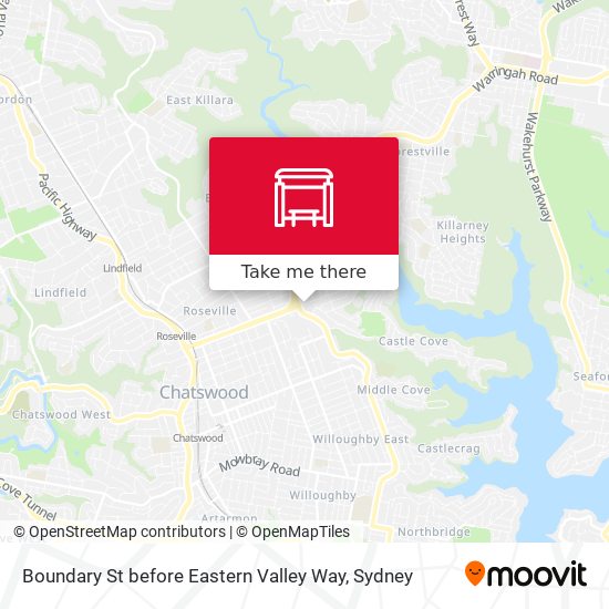 Boundary St before Eastern Valley Way map