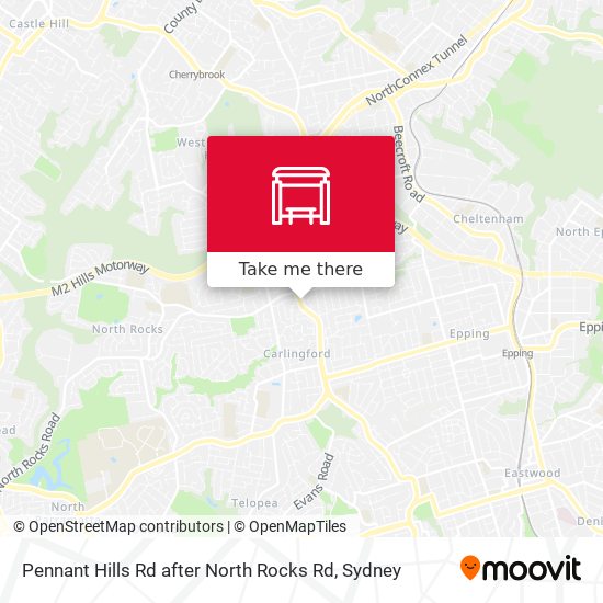 Pennant Hills Rd after North Rocks Rd map
