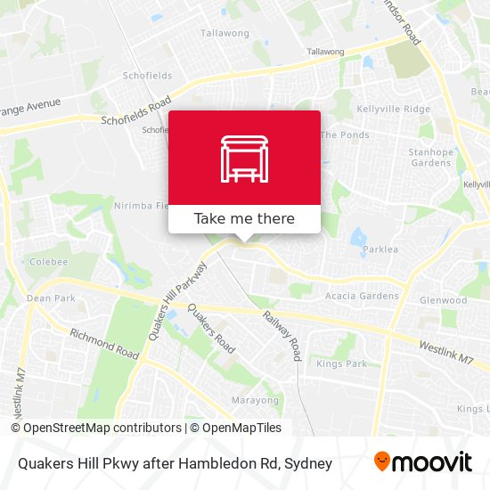 Quakers Hill Pkwy after Hambledon Rd map