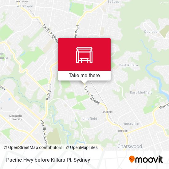 Pacific Hwy before Killara Pl map