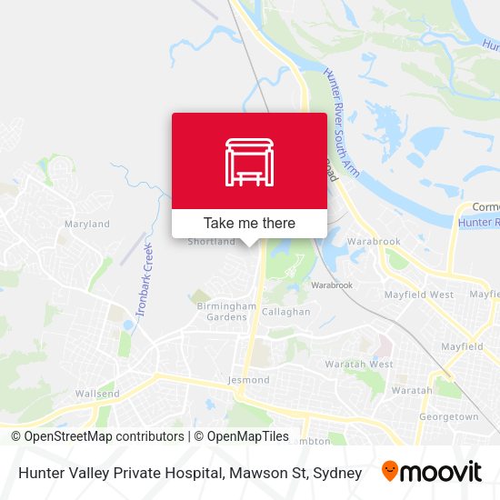 Hunter Valley Private Hospital, Mawson St map