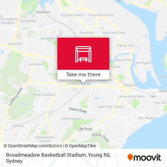 Mapa Broadmeadow Basketball Stadium, Young Rd