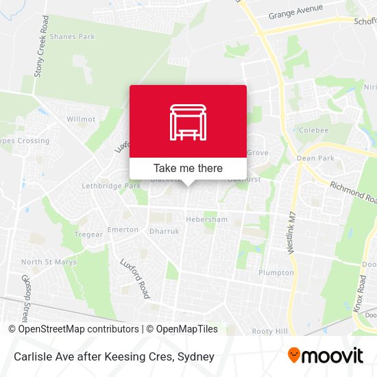 Carlisle Ave after Keesing Cres map