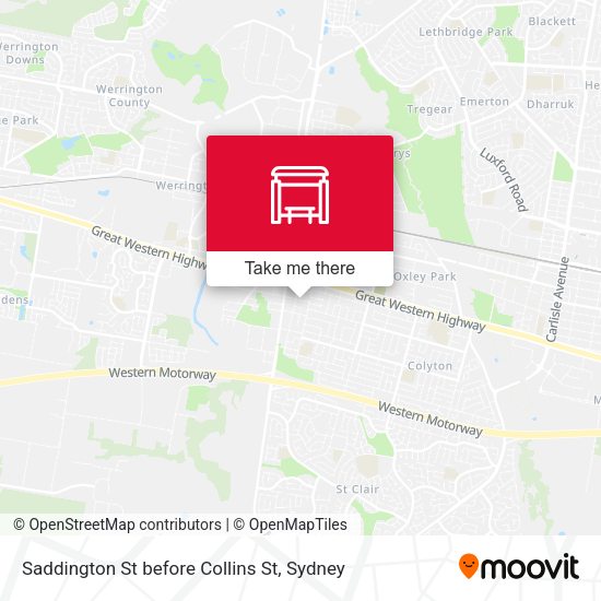 Saddington St before Collins St map