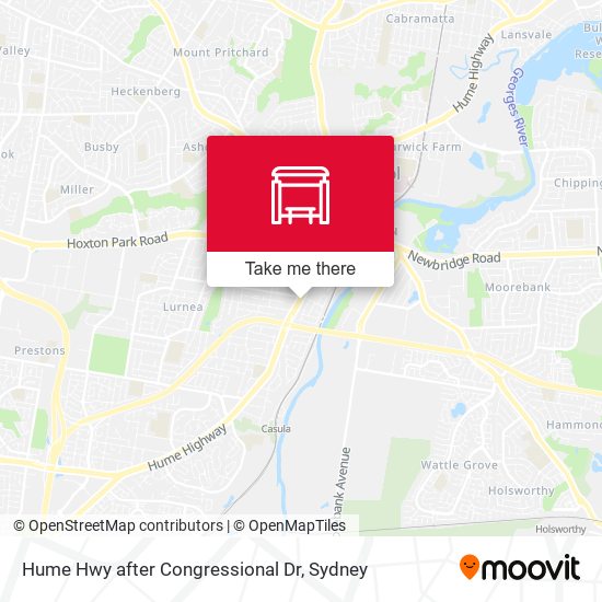 Hume Hwy after Congressional Dr map