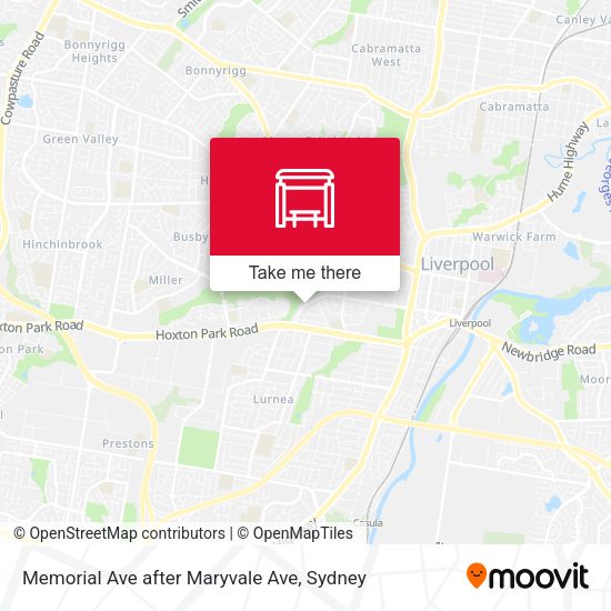 Memorial Ave after Maryvale Ave map