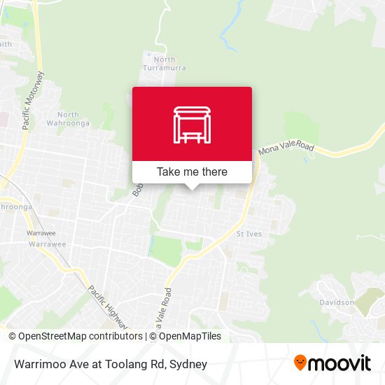 Warrimoo Ave at Toolang Rd map