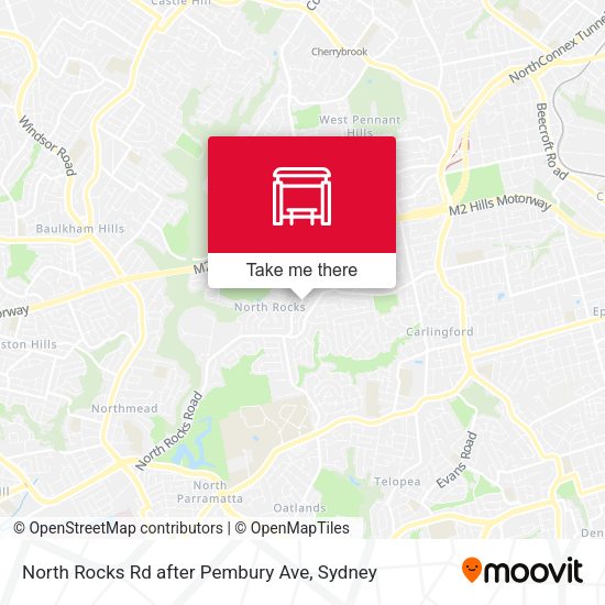 North Rocks Rd after Pembury Ave map
