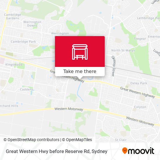 Great Western Hwy before Reserve Rd map