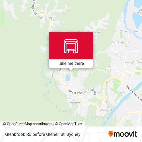 Glenbrook Rd before Glenell St map